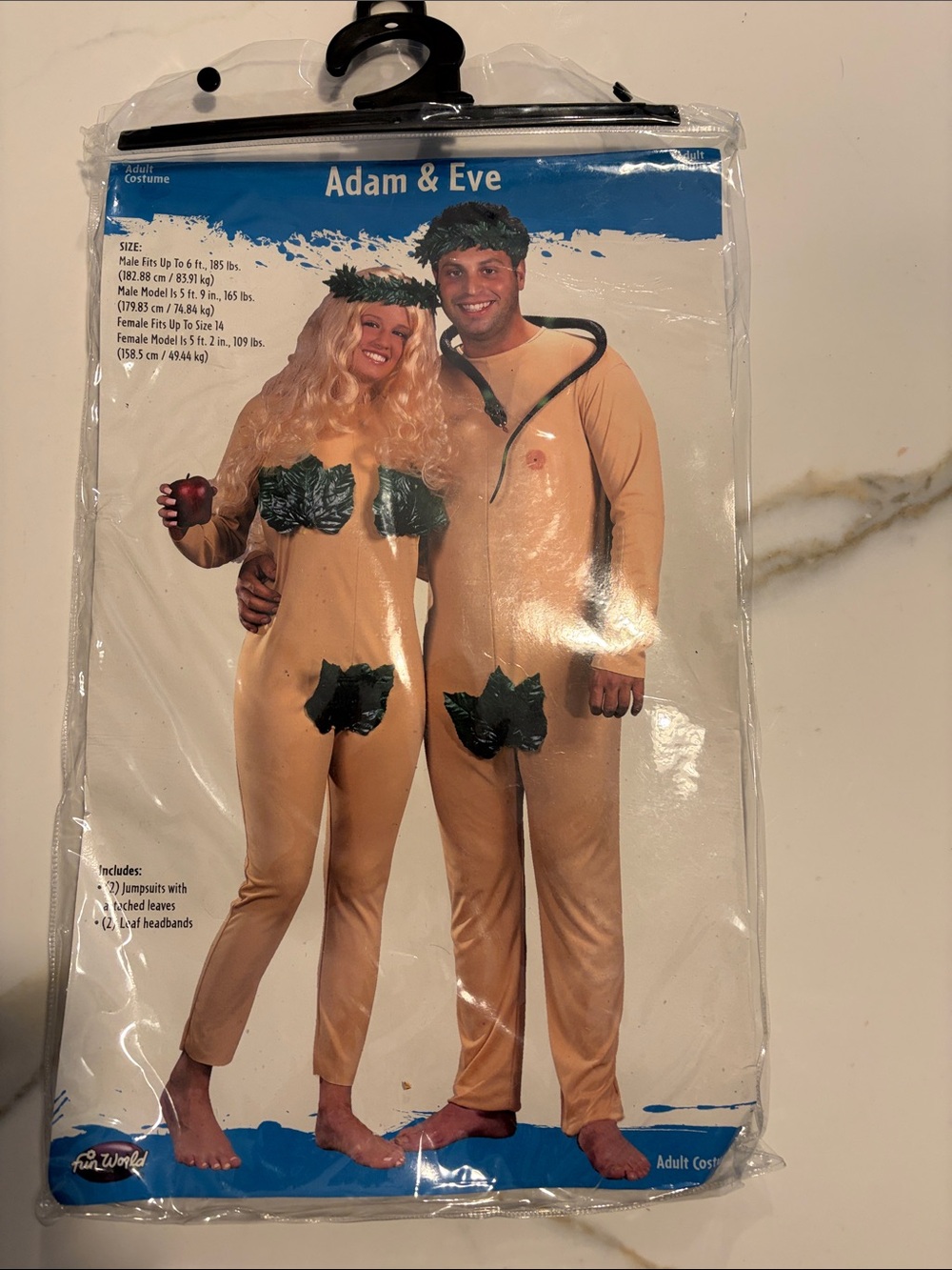 Adult costume Adam and Eve - Tan with Green Leaf Accents